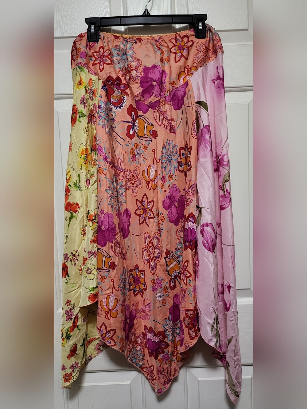 Roaman's Floral Maxi 100% Silk Skirt Sz 12W